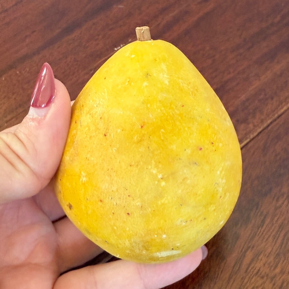 Italian Alabaster Pear Hand Carved Stone Fruit Realistic VTG Collectible Decor